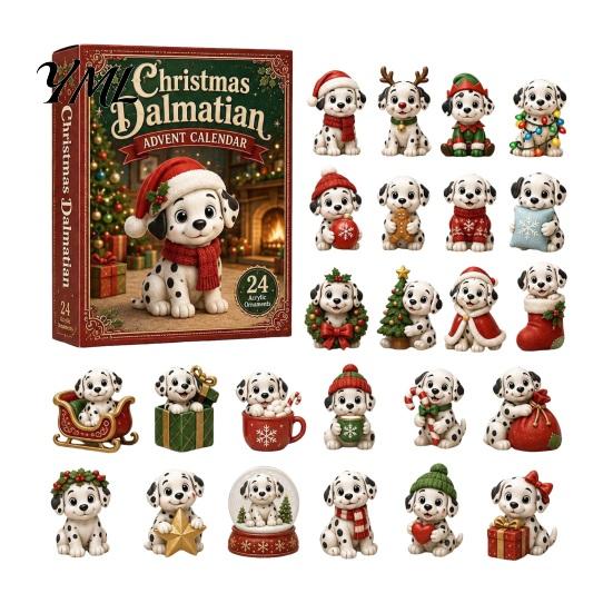 Conto alla Rovescia di Natale Divertente 2026 Calendario dell'Avvento per Cani, Set di Ornamenti Acrilici da 24 Giorni con Mini Regali di Compleanno per Cuccioli per Bambini Figure, Albero Piatto 2D