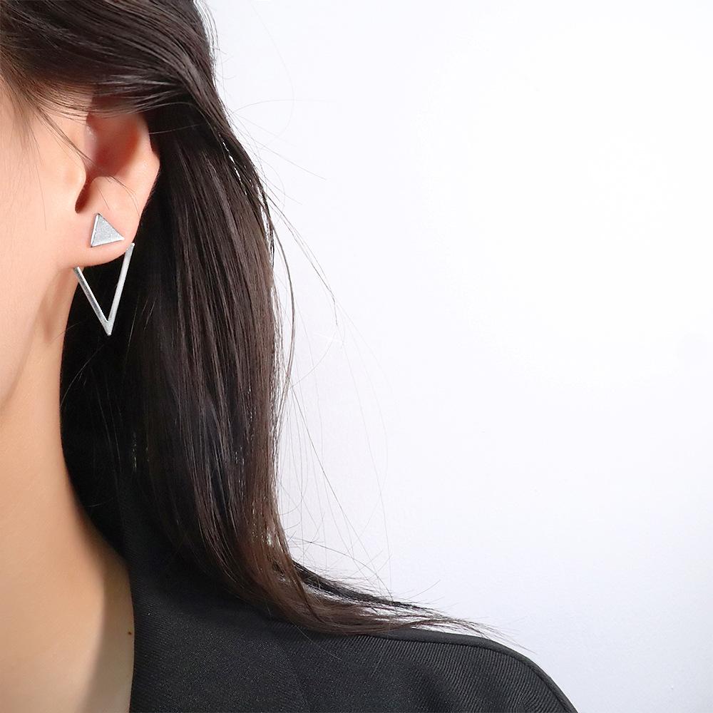 Size Triangle Front And Rear Earrings Wind Creative Design Removable One Or Two Wear Geometric Inverted Triangle Earrings