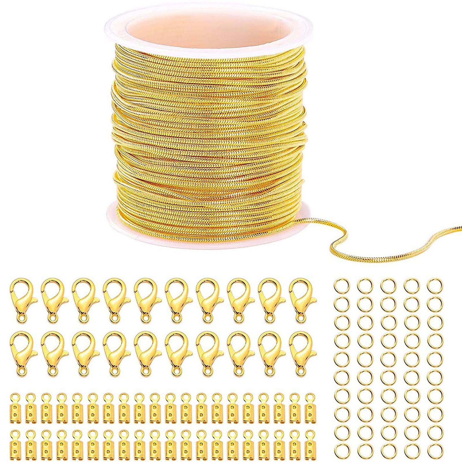 33 Feet Necklace Chains 1.2mm Jewelry Making Chains with 50 Jump Rings 20 Lobster Clasps 40 Connector for Jewelry Making 1 золотой