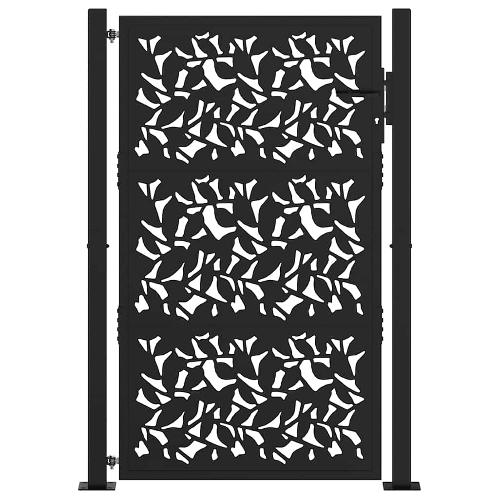 Gard de Grădină Negru 105X155 Cm Model din Oțel Frunză