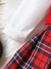 2026 Autumn Style: European & American Girls' Knit Vest, Long-Sleeved Shirt, Plaid Skirt Set