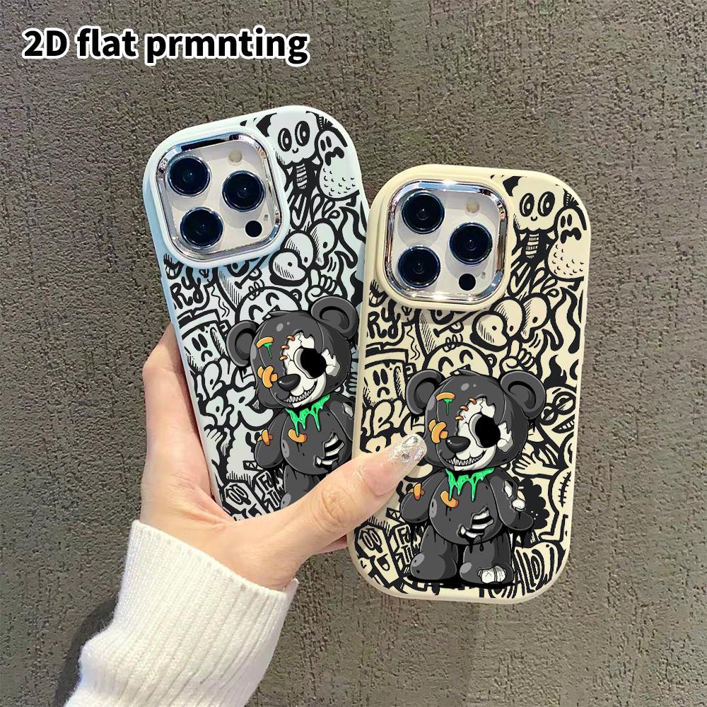 Phone Case: 2D Flat Design Suitable for iPhone 18 17 16 15 14 13 Pro Protective Case, Couple Style, Broken Black Doll, Christmas and Halloween Gift