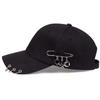 Hip-Hop Baseball Cap With Unique Horn Accents, Safety Pins & Charms Casual Cool Outdoor Use Accessory For Couples Street Style Style