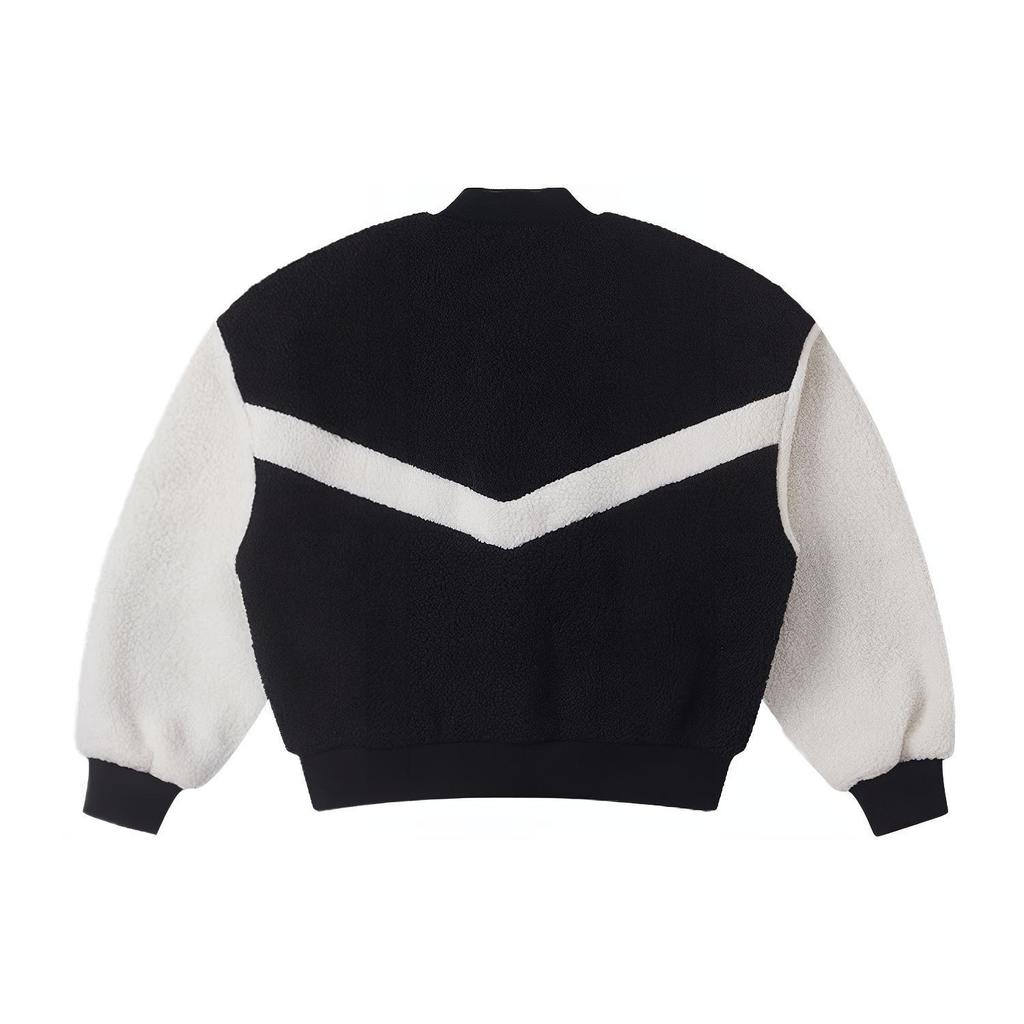(WMNS) Converse Sherpa Varsity Jacket Asia Sizing 'Black White' Women's 10025206-A01