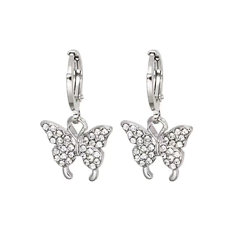 Diamond-Encrusted Butterfly Earrings: Exquisite Korean Design for Women