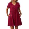 Women's Boho Vacation V-Neck Short Sleeve Ruffle Dress