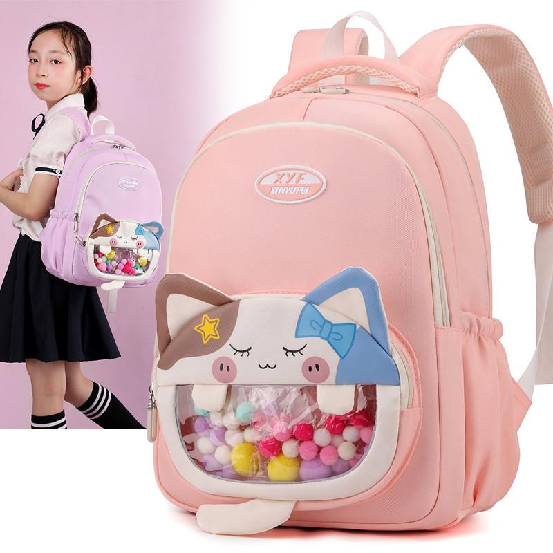 Large Capacity Cartoon Backpack With Transparent Window Perfect For Kids School Use