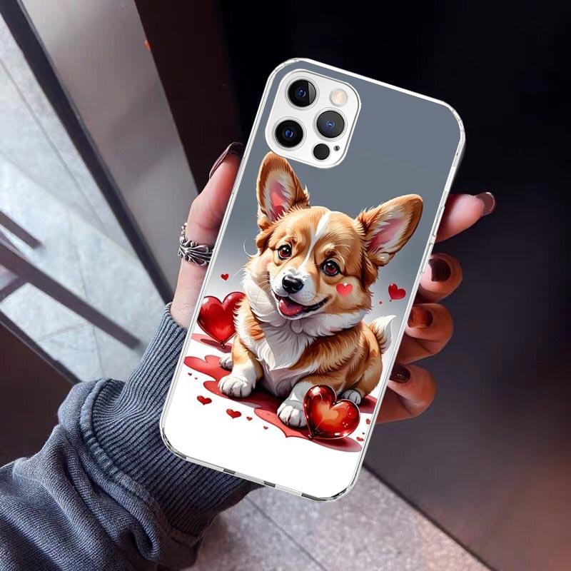 

Lovely Puppy Heart Dogs Phone Case For iPhone 17 Air 11 13 Mini 14 15 Plus 16 12 Pro Max 16E SE 7 8 Pattern Soft TPU Back Cover iPhone 13 Pro