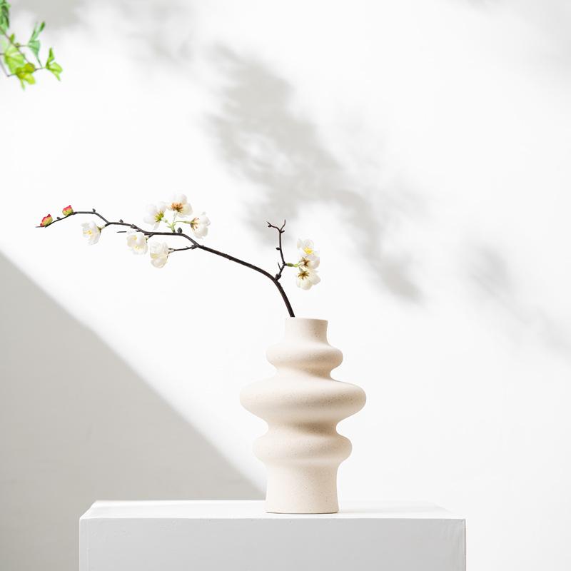 Trend Spiral Plain-Fired Ceramic Vase Home Furnishing Living Room Ornament Dried Flowers Flowers Hydroponic Flower Arrangements