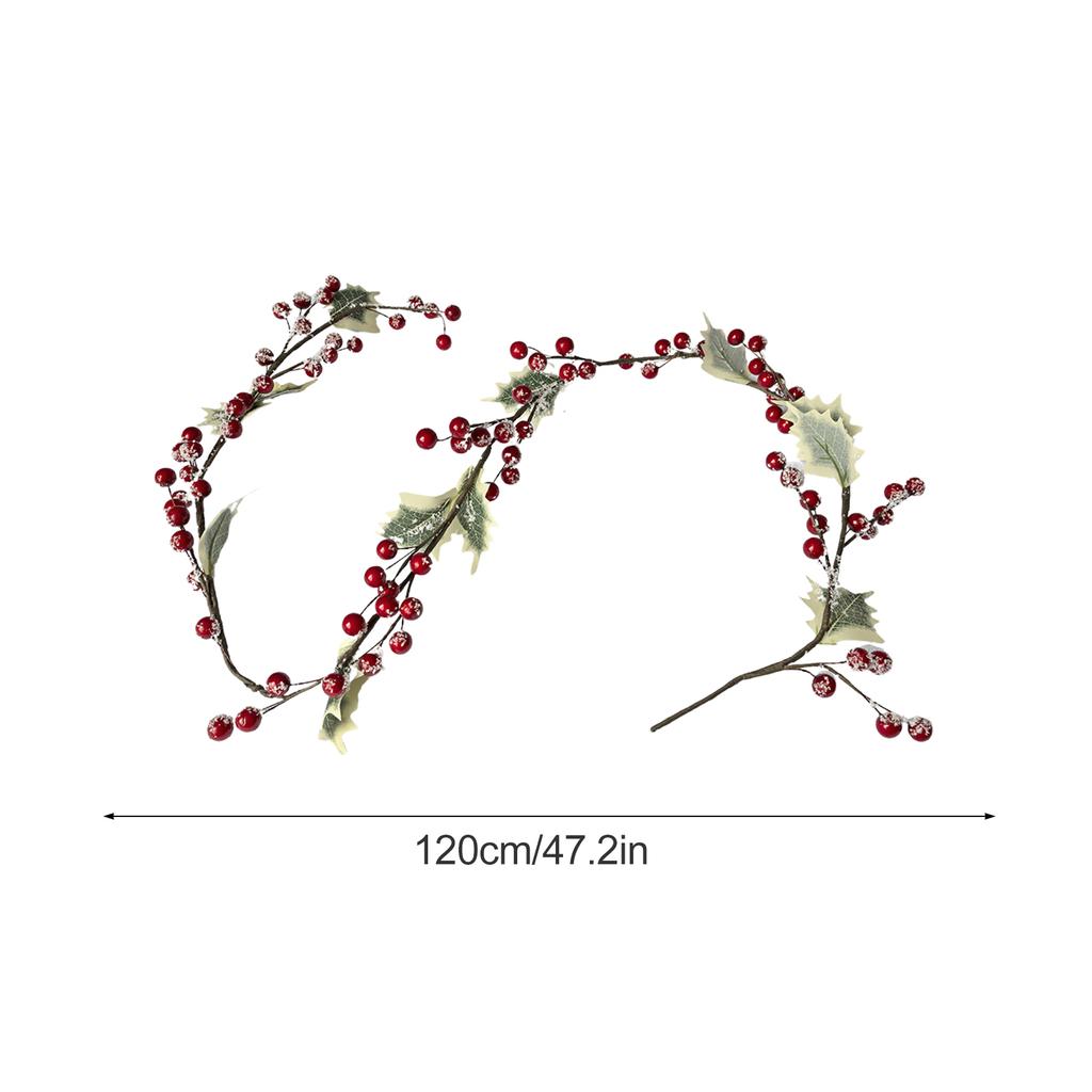 Xmas Berry Garland 1.2m Foam Iron Wire Lifelike Artificial Xmas Berry Vine for Holiday Home Decoration