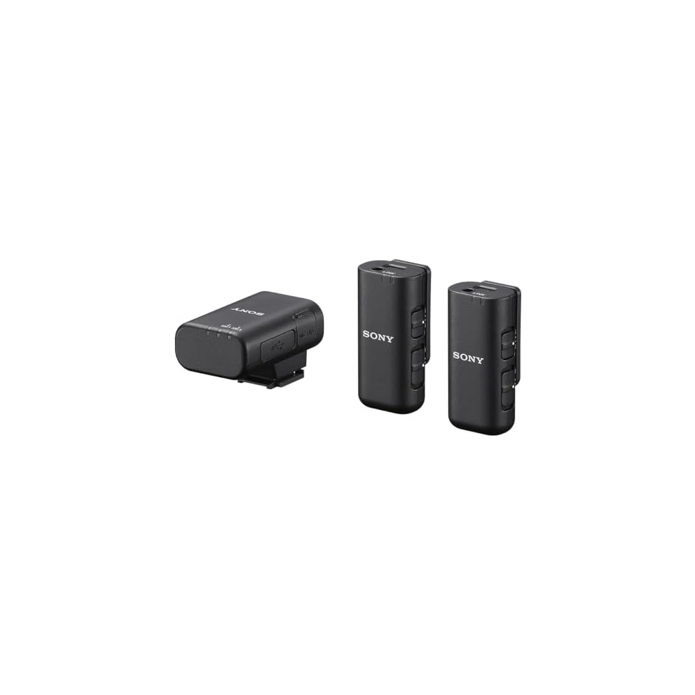 SONY Wireless Microphone for Cameras (2 Microphones + Receiver + Charging Case) - Ideal for Indoor and Outdoor Vlogging, Live Streaming, Video Intervi