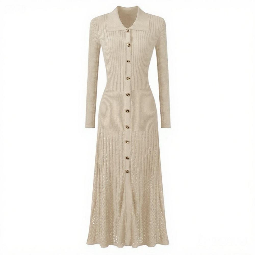 

Платье вязаное винтажное больших размеров с длинным рукавом новое в платьях для женщин повседневное весенне-осеннее платье XL абрикосовый