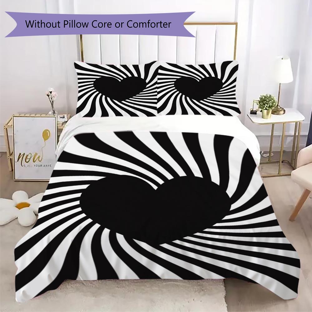 Love Pattern Bedding uilt Set uilt Cover Pillowcase Home Decoration Birthday Gift (1 * duvet cover + 2 * pillowcase without core)14