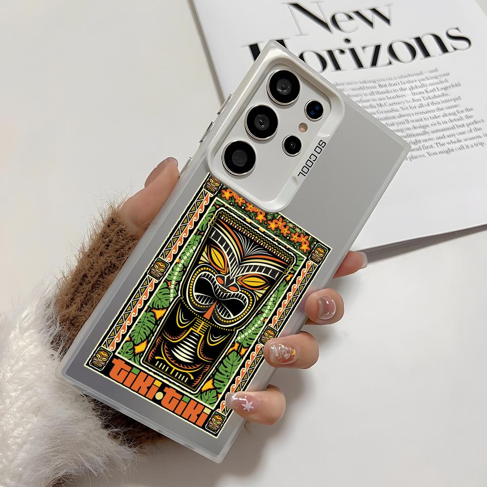 Horro Tribal Tiki Phone Case For Samsung Galaxy S25 Edge S24 S23 S22 S21 S20 Ultra Funda Silicone Silver Cover