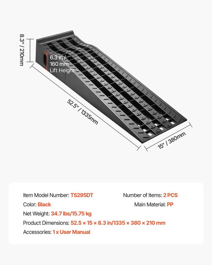 Car Ramps, 2 PCS 5897 kg GVW Capacity, 160 mm Lift Height, Portable High Profile Car Service Ramps for Home Garage Maintenance and Oil Changes, Heavy