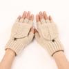 New Short Woolen Fingerless Gloves with Flip-top Fringes for Autumn and Winter Warm and Fashionable Knitted Half Finger Sleeves for Women
