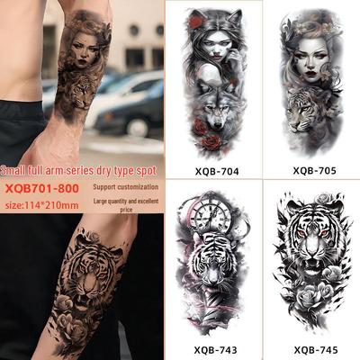 Nouveaux Tatouages Temporaires Animaux Sombres et Fleurs - Sexy, Étanche, Tatouages Demi-Bras
