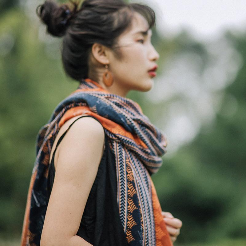 Women's Ethnic Style Summer Scarf: Yunnan Xinjiang Tibet Cotton Linen Silk Sunscreen Shawl