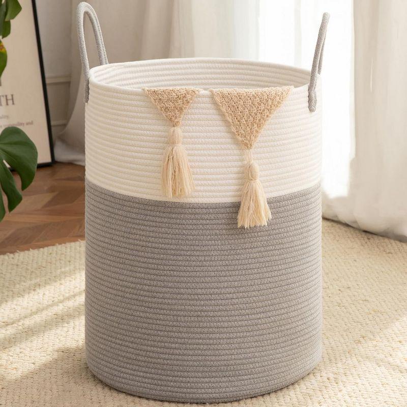 80L Foldable Round Laundry Basket with Large Capacity