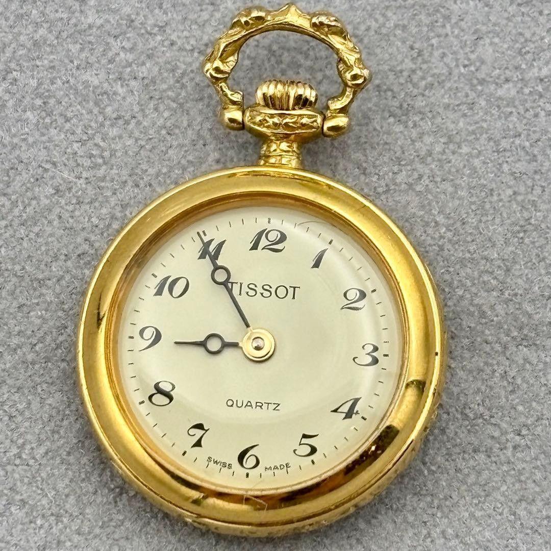 Used Extremely beautiful item! TISSOT Pocket Watch Quartz Pocket Watch Bird Flower Gold Working Item Working Item Ladies