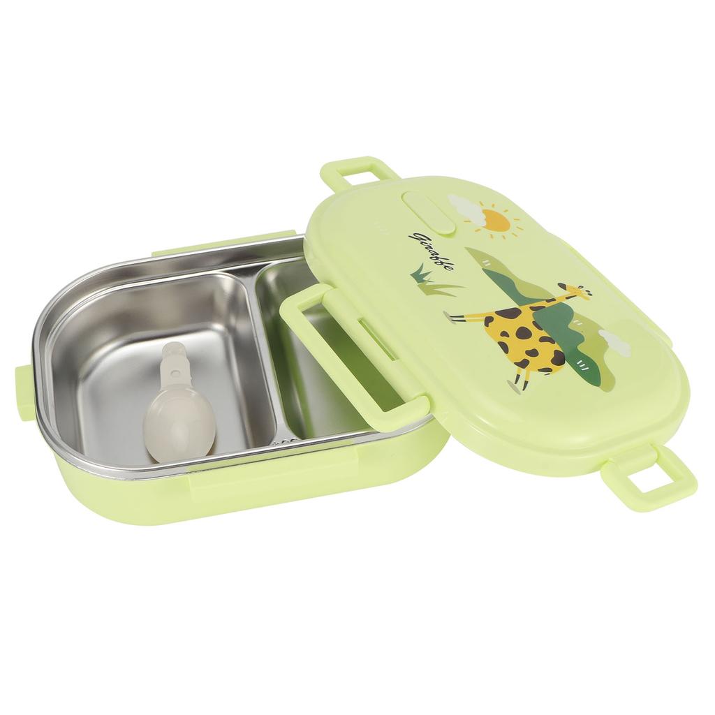 Insulated Lunch Box Leak Proof Stainless Steel Bento Box Japanese Food Children Container(Green )