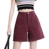 Pink Denim Shorts Summer New Style for Women with High Waist Slimming A-line Wide-leg Mid-length Pants Loose Five-point Pants
