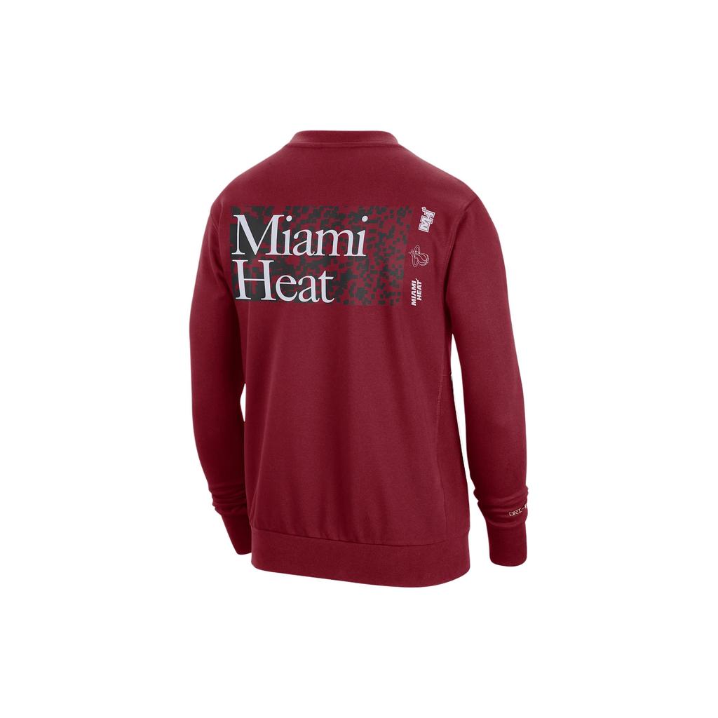 Nike Dri-FIT NBA Standard Issue Miami Heat Letter Crew Neck Casual Long Sleeve Sweatshirt Men sweatshirt Deep-Red FD8655-608