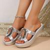 Women Slippers Beach Hawaiian Luxury New Slippers Casual Platform Wedge Shoes Woman Flip Flops Metal Buckle Sandals Slides Women