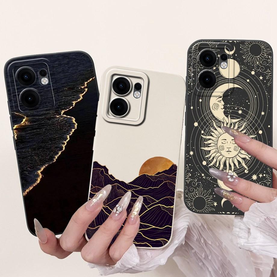 For Oppo Reno13 / Reno13F 4G 5G / Reno 13 Pro Phone Case Soft Smooth Silicone Capa Moon Night Artistic Marble Printed Back Cover