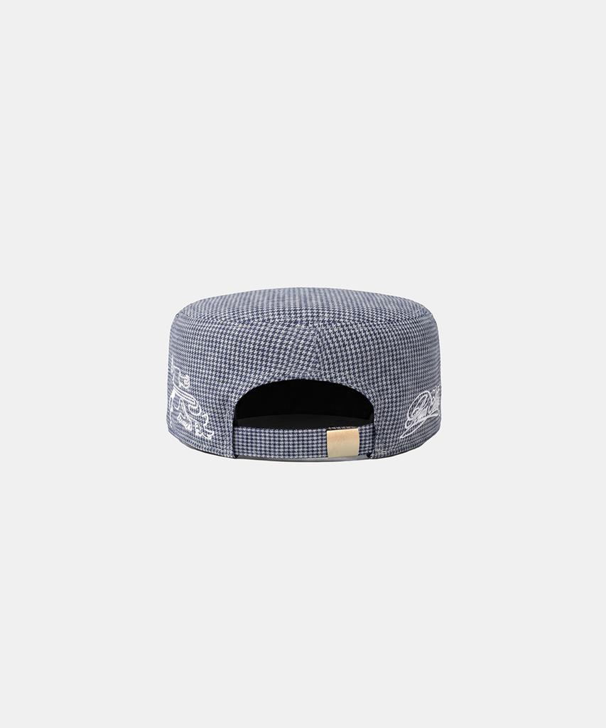 BADBLOOD Big B Logo Pillbox Cap - Navy Check