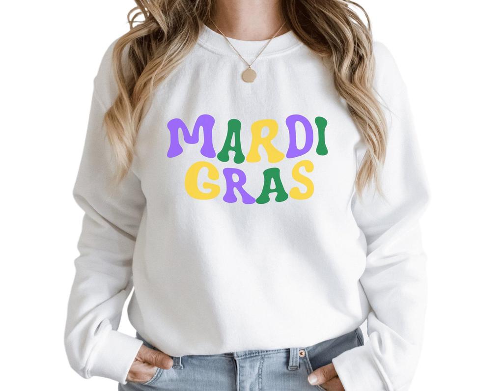 Women's Mardi Gras Carnival Round Neck Long Sleeve Sweatshirt