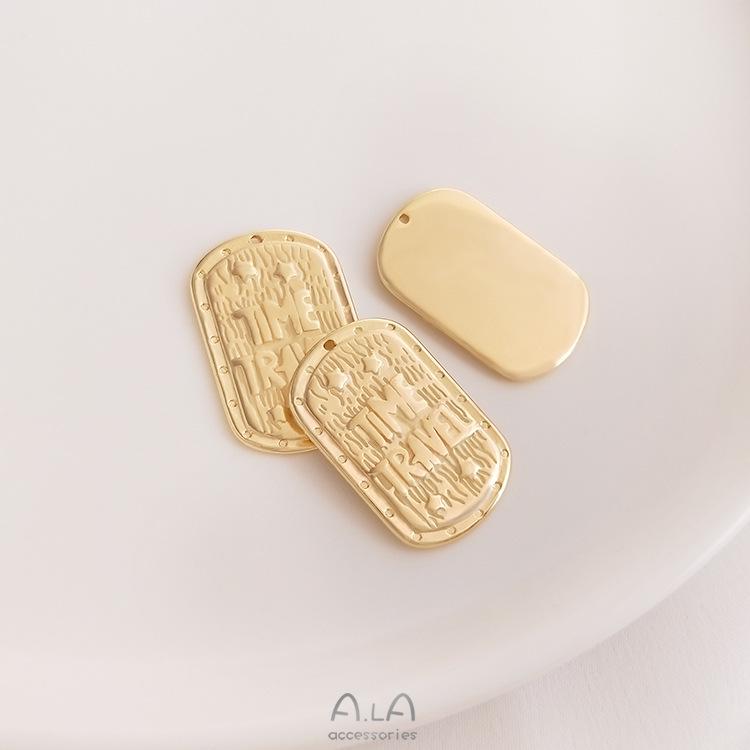 

14K Gold-filled Alphabet Rectangle Pendant for DIY Necklaces