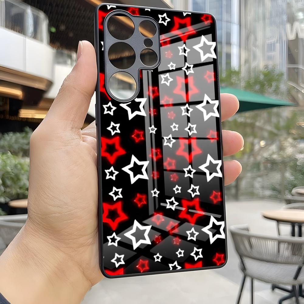 Fashion INS Stars Phone Case For S25 Ultra Samsung S26 S24 Fe S22 S20 S23 21 Plus A54 A34 A53 A16 Glass Cover