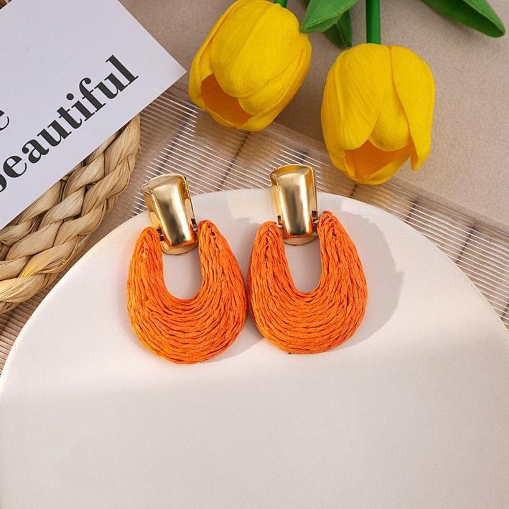 Scalloped Earrings Beach Tassel Earring Solid Color Hollow Round Earrings Lady