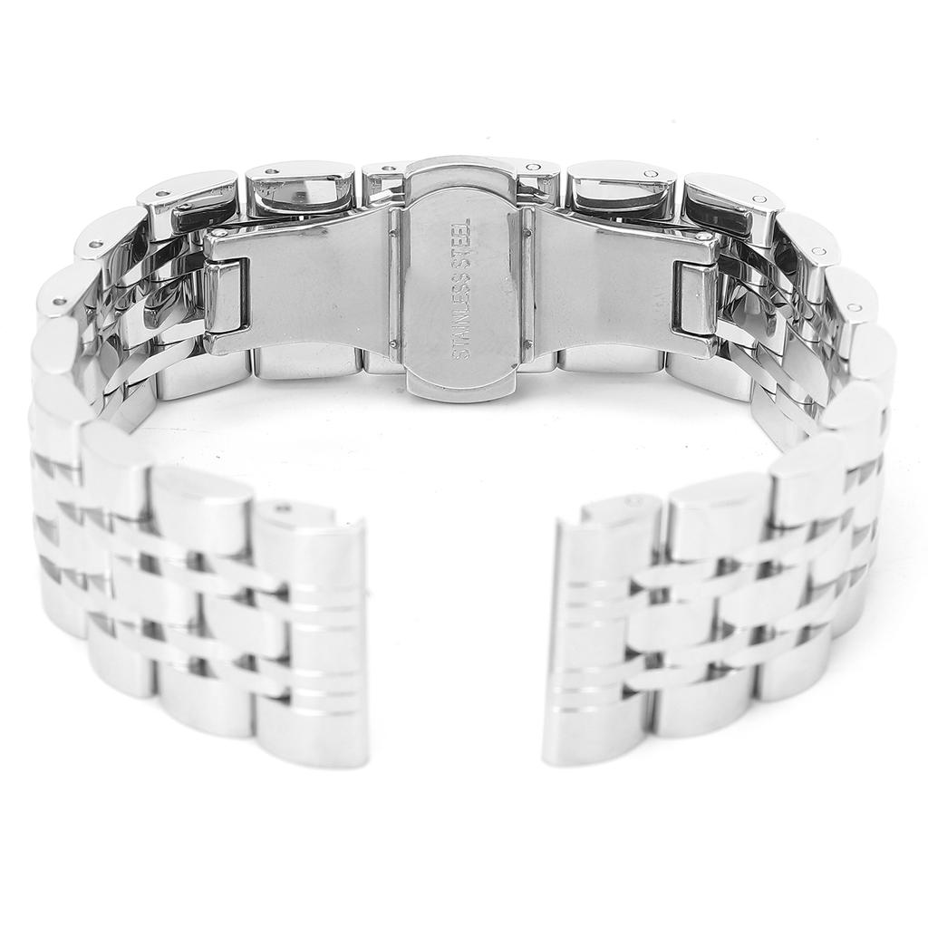 Bracelet de montre de rechange en acier inoxydable de 21 mm avec boucle papillon à longueur réglable
