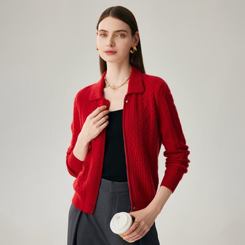 Zhaojun Women's 100% Cashmere Cable Knit Cardigan