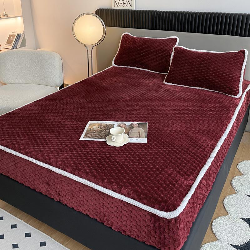 1ks Plain Bed Cover Teplé prostěradlo pro zimní fundas de colchón Elastické prostěradla Plyšové chrániče matrací(Žádný povlak na polštář)