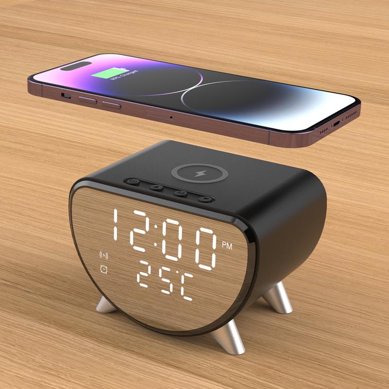 New Clock Alarm Temperature 15W Smart Desktop Mobile Phone Charger Multi-functional Three-in-one Wireless Charger