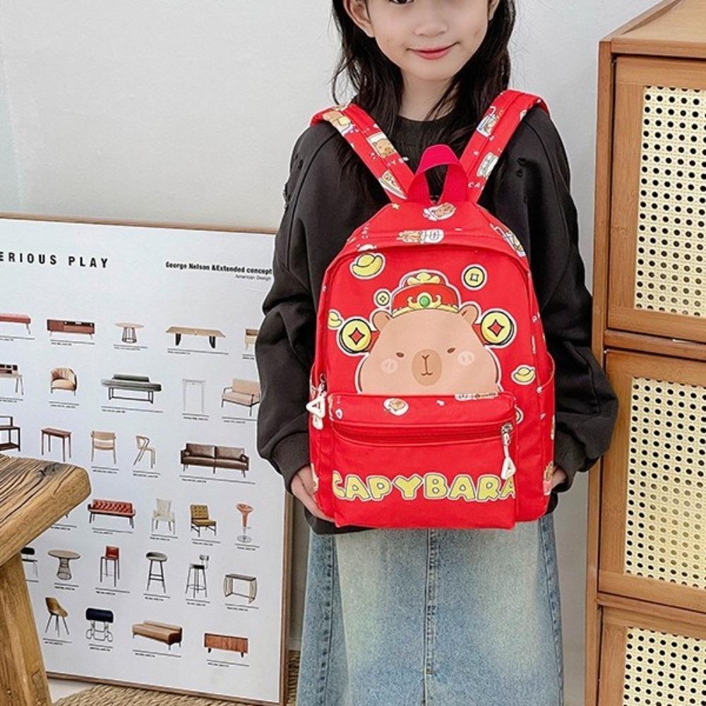 Thickened Capybara Backpack Nylon Children School Bag Cartoon Animal Daypack Unisex