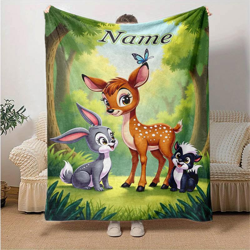 Custom 1pc Forest Friends Adventure Blanket, Soft And Comfortable Blanket, Casual Warm, Camping Travel Blanket, Birthday Gift Q9102