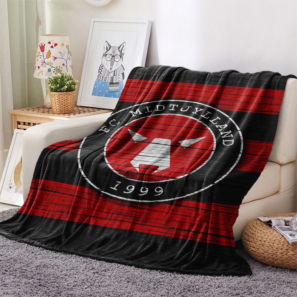FC Midtjylland Logo FlAannel Blanket, High Quality Comfortable for All Seasons, Home Decor, Warmth and Comfort