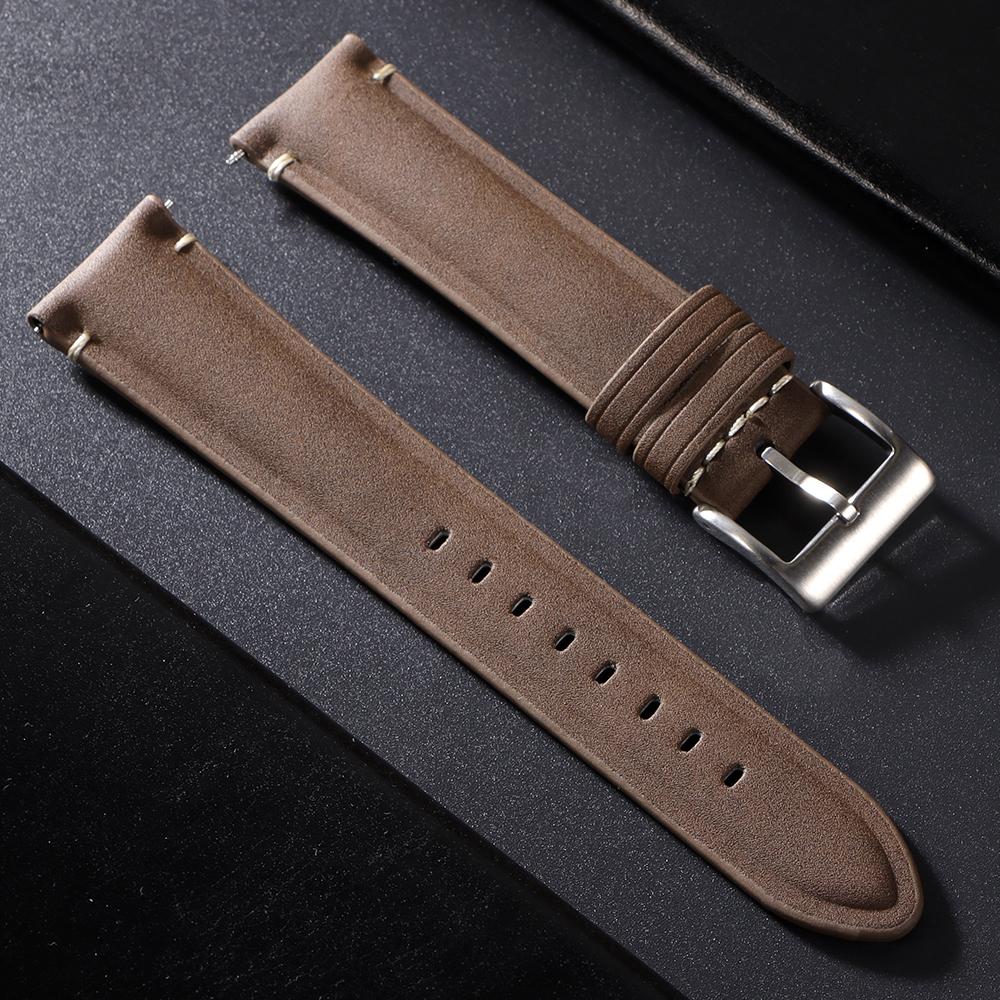 

20mm 22mm Vintage Brown Watch Band Handmade Stitching Cowhide Strap for Omega for Seiko Smartwatch Wristband Accessories 22mm
