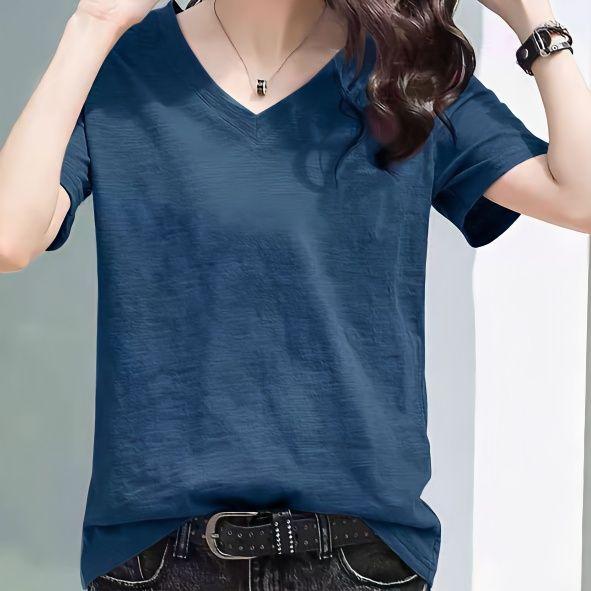Rayon Short Sleeve Women's Loose Comfortable Breathable Summer Soft