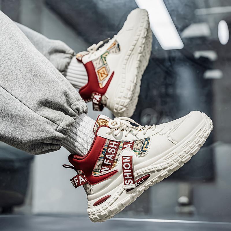 Neue Herren Klassische Herbst- und Wintermode High-Top Dicke Sohle Skateboard-Schuhe Bequeme Weiche Sohle Basketball Sneaker