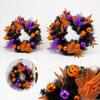 Pumpkin Face Halloween Wreath for Front Door Decor, Unlit
