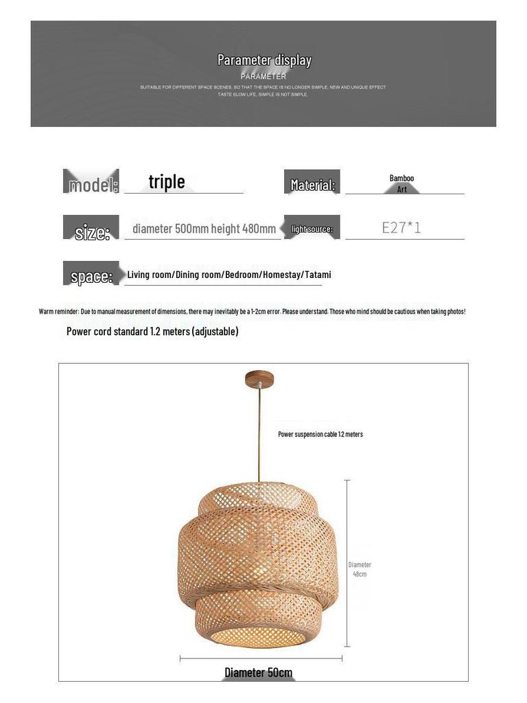 Handgefertigte Bambus-Geflecht-Pendelleuchte - Chinesischer Stil für Restaurants, Schlafzimmer, Gästehäuser & Teestuben.