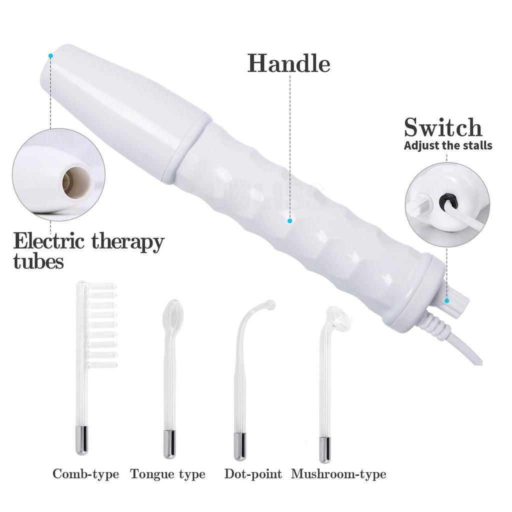4 in 1 Hochfrequenz-Elektrodenstab, Elektrotherapie-Glasröhre, Schönheitsgeräte, Akne-Fleckenentferner, Gesichtspflege, Spa