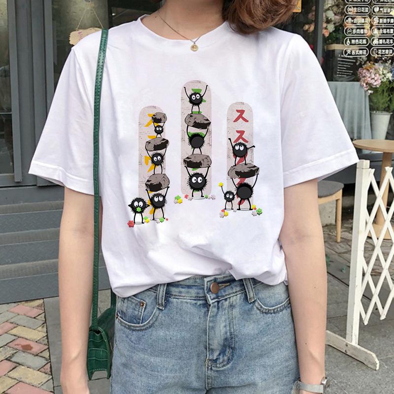 

Totoro Spirit Away T Shirt Studio Ghibli Femme Japanese Cartoon Anime Women Tshirt T-Shirt Miyazaki Hayao Clothes Female Kawaii XXXL білий
