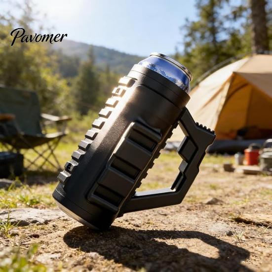 Anti-slip Beverage Holder Assault-Style Tactical Can Cooler with Handle, Double-Wall Insulated Sleeve for Standard Cold And Warm Drink Cans, Non-Slip