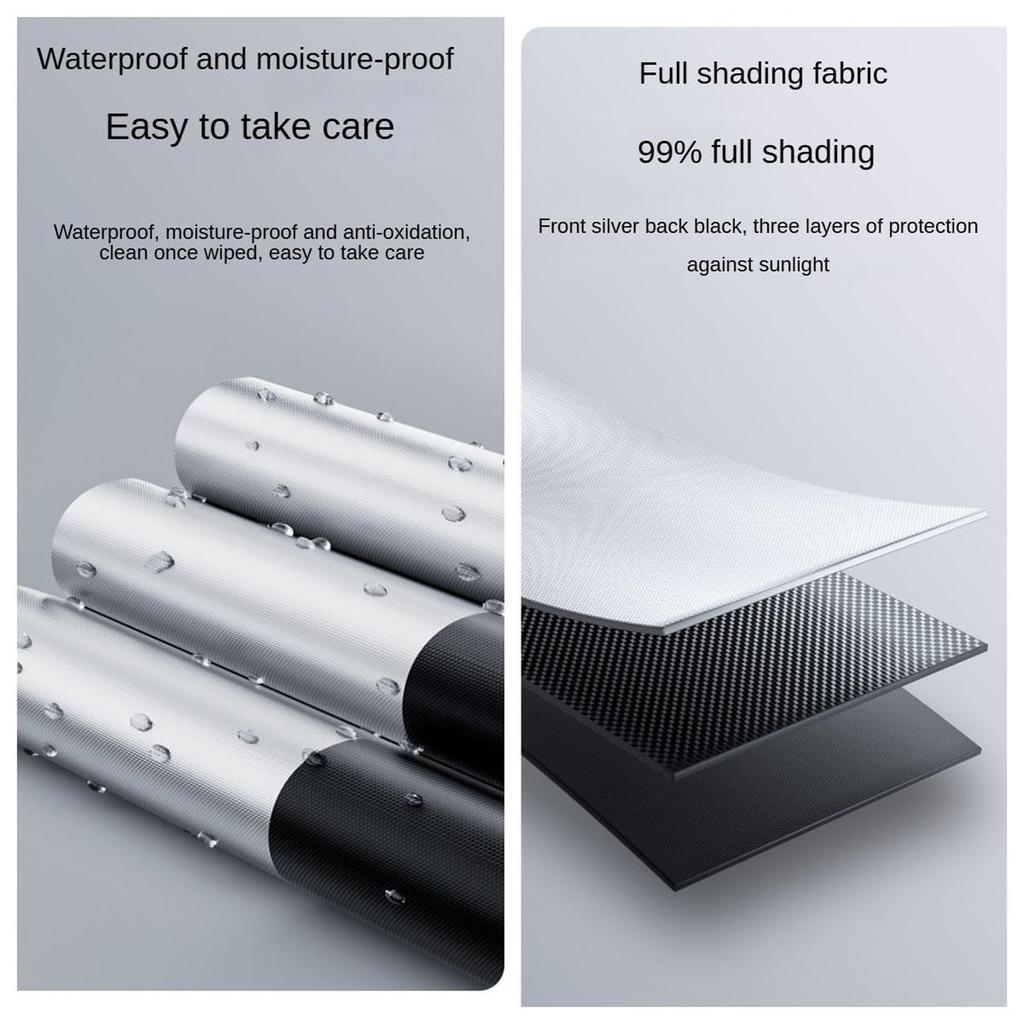 Rulou Fără Găuri pentru & Mașini - Ventuze Autoadezive Parasolare, Rulouri Termice Retractabile cu Blocare UV ( + Negru, 40x60cm)